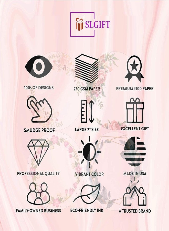SLGIFT Vinyl Round Floral Theme Sticker, Self-Adhesive Vinyl Stickers, 40 Pieces, 2 x 2 Inches Round Sticker, 4 Unique Designs, R154 - Image 5